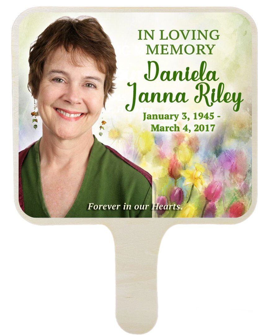 Watercolor All-In-One Memorial Hand Fan (Pack of 10) - Celebrate Prints