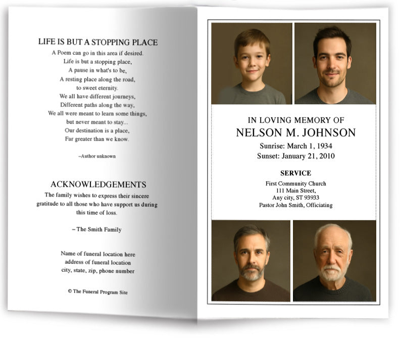 Quad Funeral Program Template
