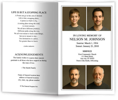 Quad Funeral Program Template
