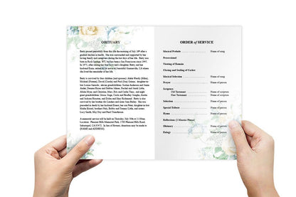 White Blossoms Watercolor Funeral Program Template - The Funeral Program Site