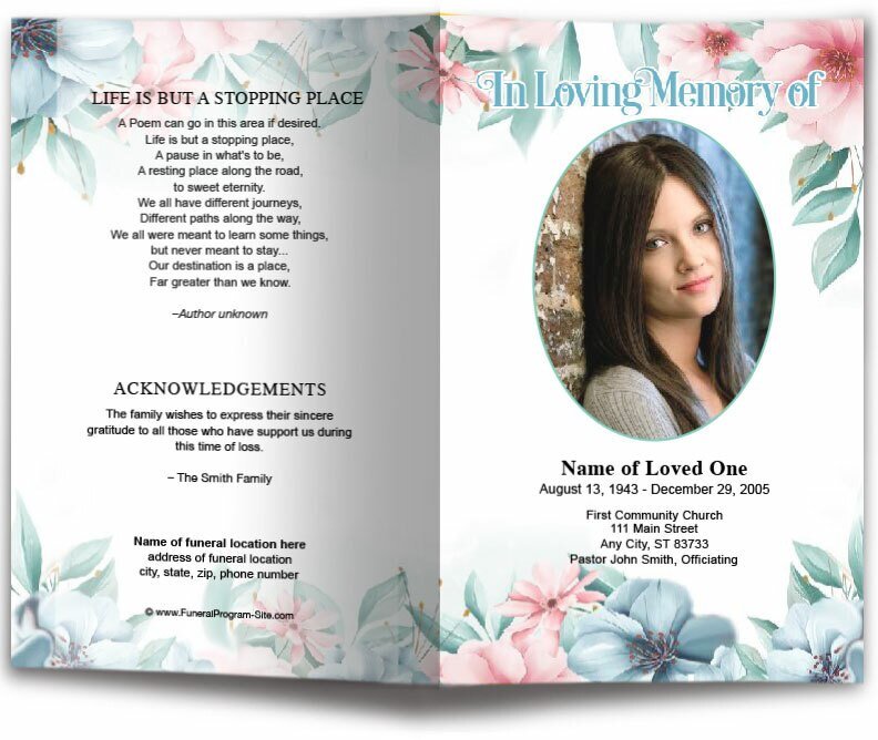 Willow Watercolor Funeral Program Template - The Funeral Program Site