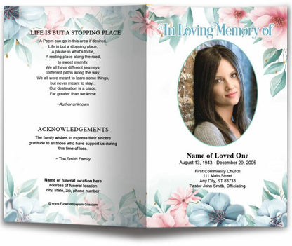 Willow Watercolor Funeral Program Template - The Funeral Program Site