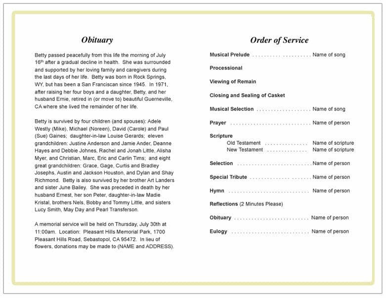 Windsor Funeral Program Template - The Funeral Program Site