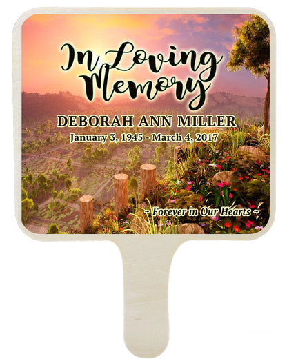 Wonderland All-In-One Memorial Hand Fan (Pack of 10) - Celebrate Prints