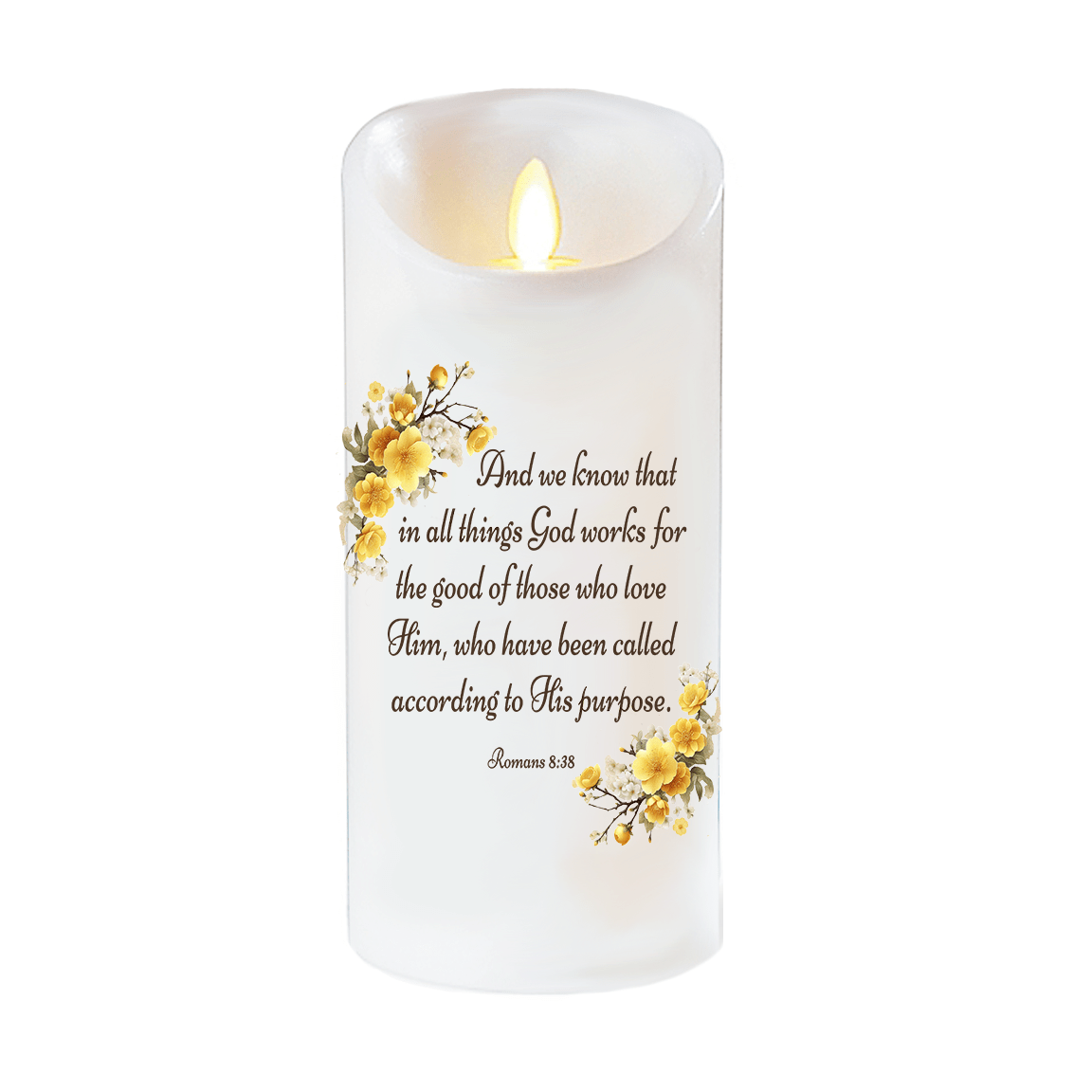 Work Together Bible Verse Dancing Wick LED Candle - Celebrate Prints