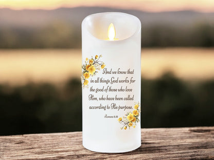 Work Together Bible Verse Dancing Wick LED Candle - Celebrate Prints