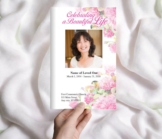 Zahara Watercolor Funeral Program Template - The Funeral Program Site