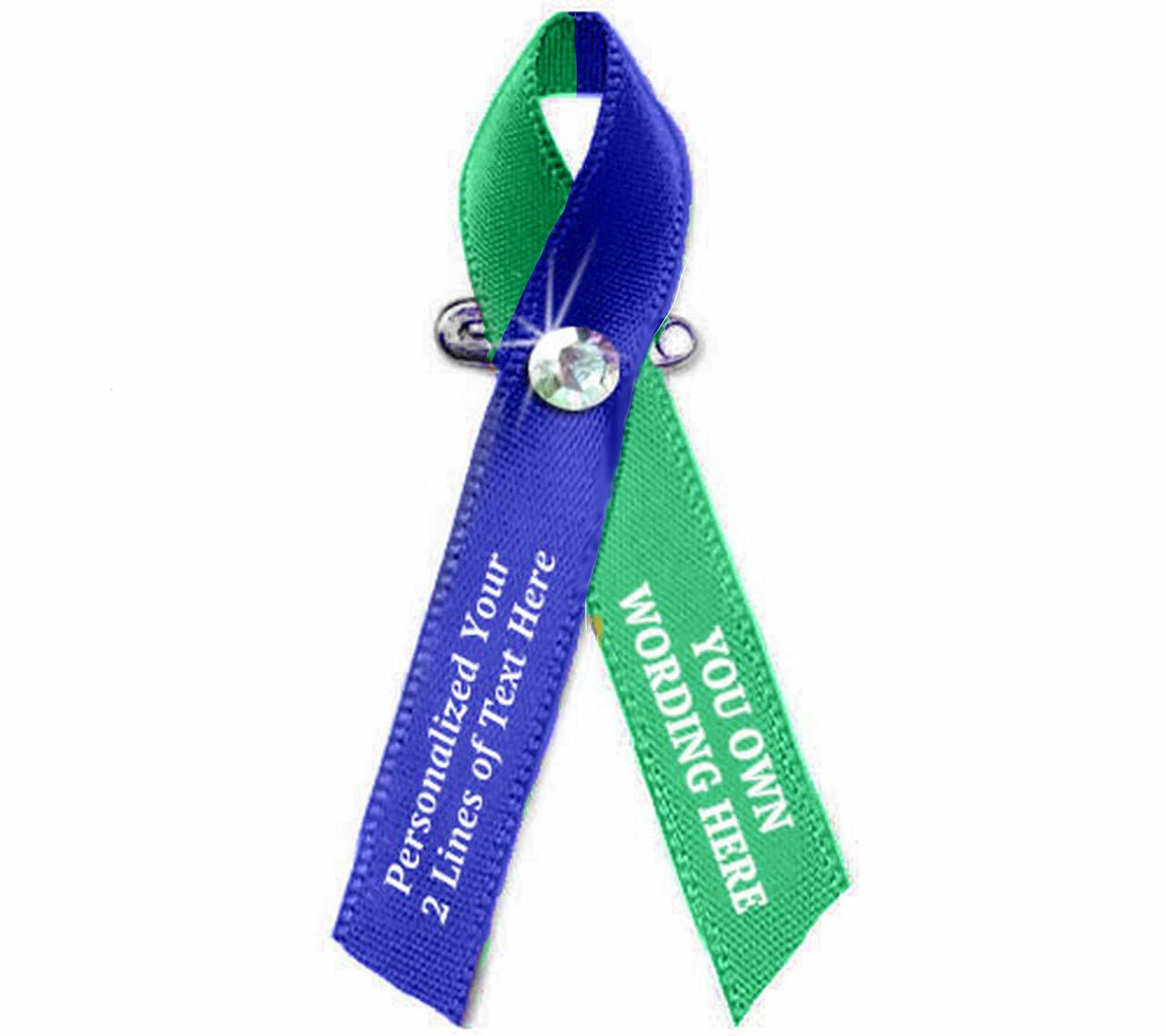 Custom Awareness Ribbons 2 Color - Pack of 10 - Celebrate Prints