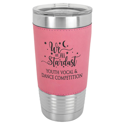 20 oz. Leatherette Insulated Vacuum Tumbler with Clear Lid - Celebrate Prints