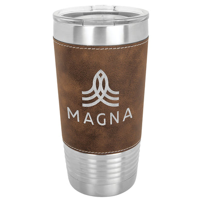 20 oz. Leatherette Insulated Vacuum Tumbler with Clear Lid - Celebrate Prints