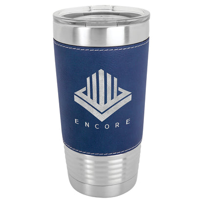 20 oz. Leatherette Insulated Vacuum Tumbler with Clear Lid - Celebrate Prints