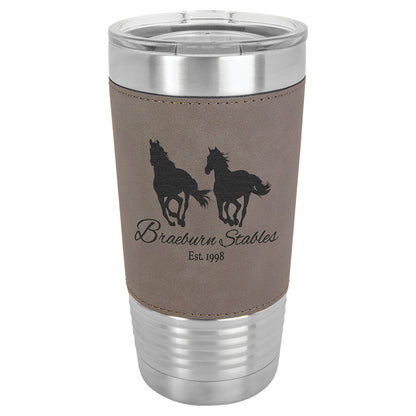 20 oz. Leatherette Insulated Vacuum Tumbler with Clear Lid - Celebrate Prints