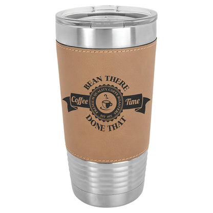 20 oz. Leatherette Insulated Vacuum Tumbler with Clear Lid - Celebrate Prints