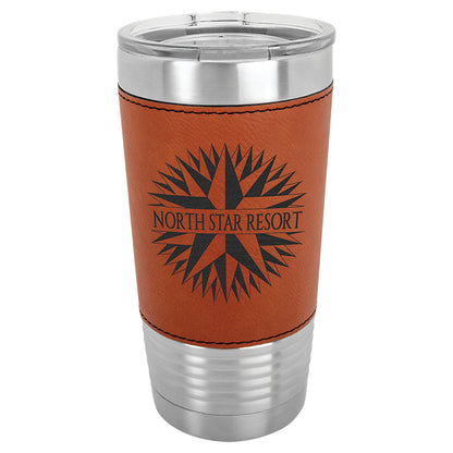 20 oz. Leatherette Insulated Vacuum Tumbler with Clear Lid - Celebrate Prints