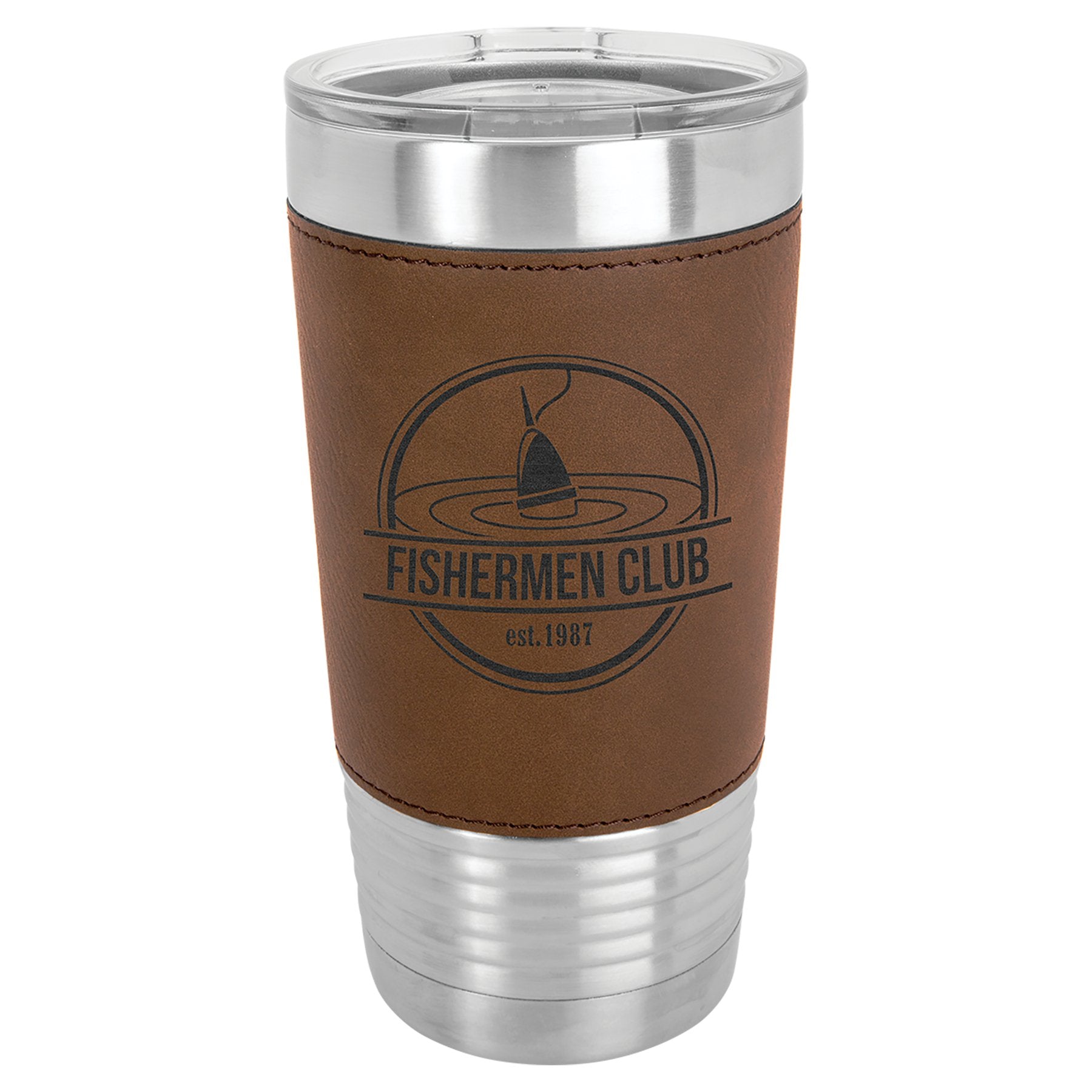 20 oz. Leatherette Insulated Vacuum Tumbler with Clear Lid - Celebrate Prints