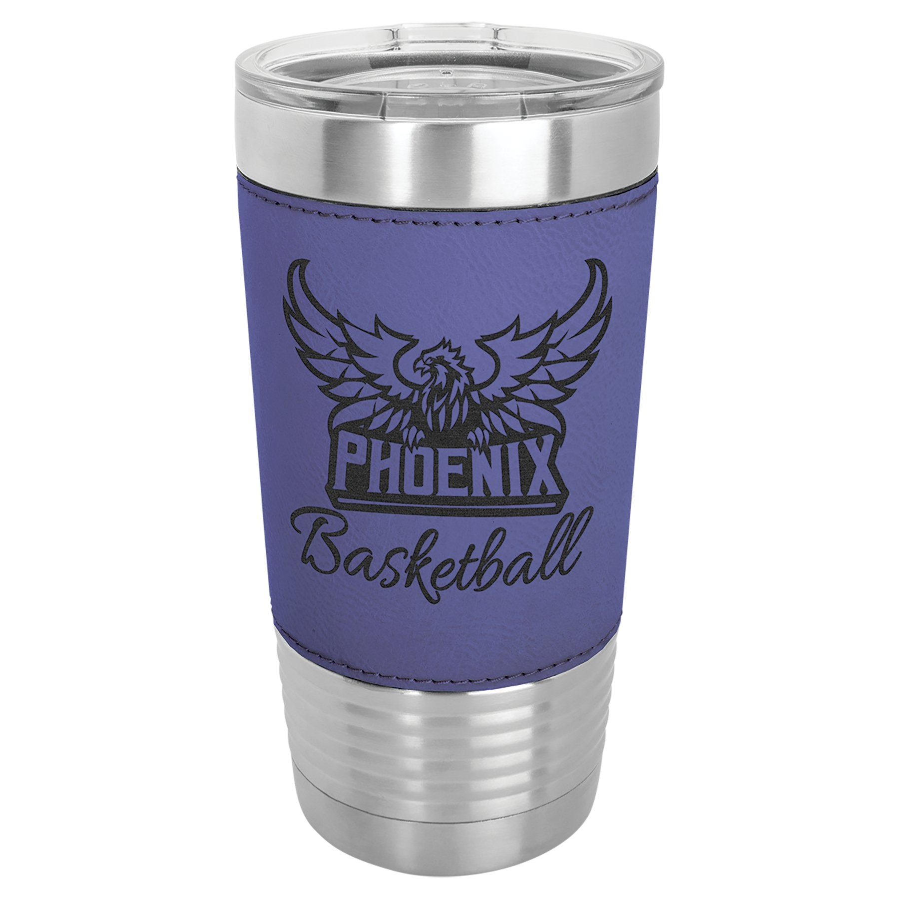 20 oz. Leatherette Insulated Vacuum Tumbler with Clear Lid - Celebrate Prints