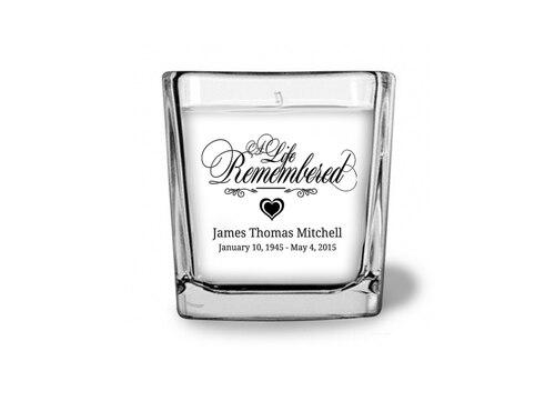 A Life Remembered Memorial Glass Cube Candle Holder front