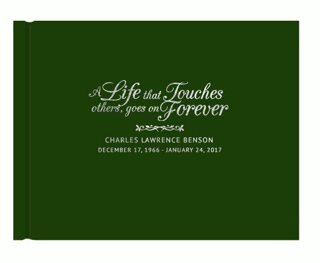 Life That Touches Foil Stamped Landscape Funeral Guest Book green