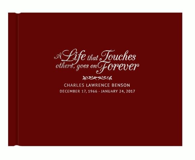 Life That Touches Foil Stamped Landscape Funeral Guest Book red