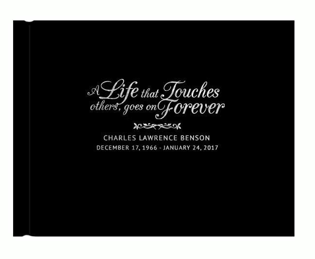 Life That Touches Foil Stamped Landscape Funeral Guest Book black silver