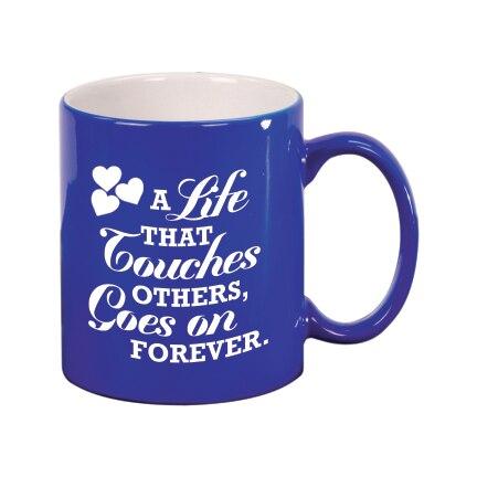 A Life That Touches Ceramic In Loving Memory Mugs blue