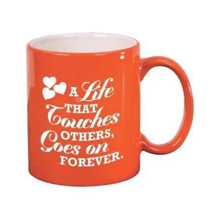 A Life That Touches Ceramic In Loving Memory Mugs orange