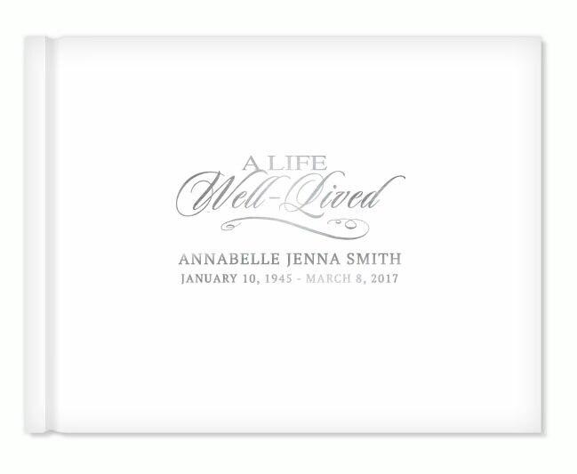A Life Well Lived Foil Stamped Funeral Guest Book white