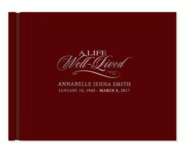 red A Life Well Lived Foil Stamped Funeral Guest Book