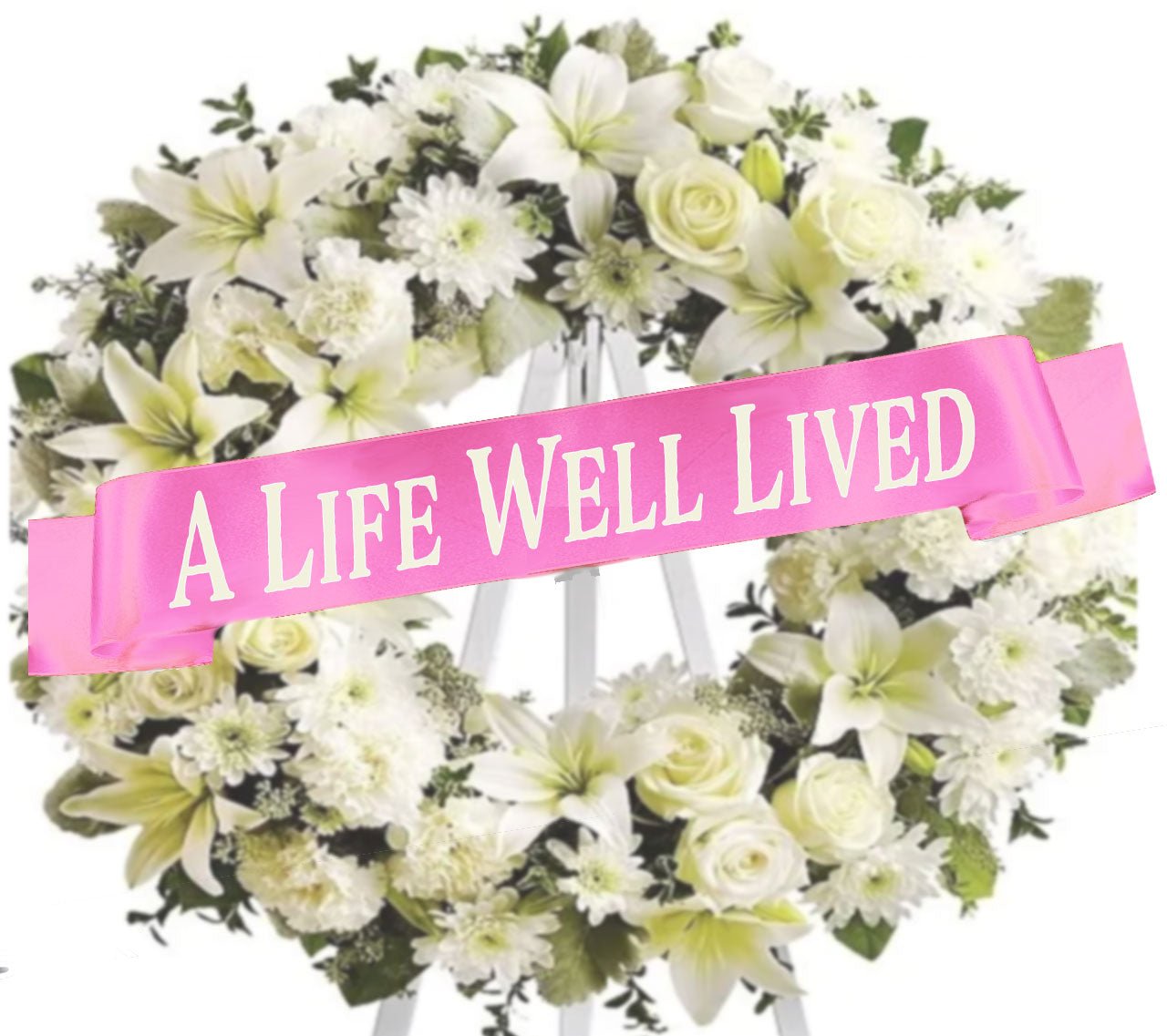 A Life Well Lived Funeral Flowers Ribbon Banner - Celebrate Prints