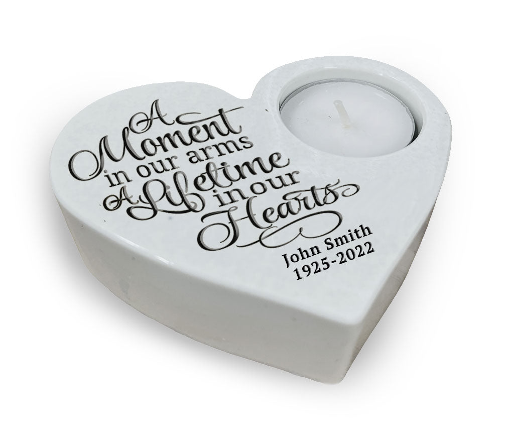 A Moment Stone Heart Memorial Tea Light Candle Holder - Celebrate Prints