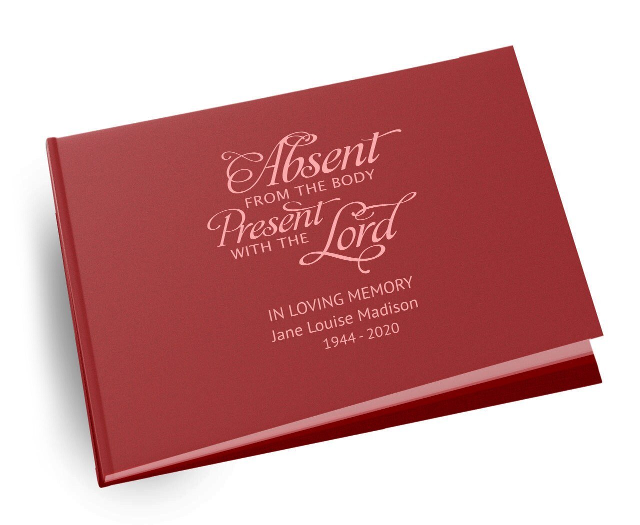 Absent From Body Landscape Linen Funeral Guest Book