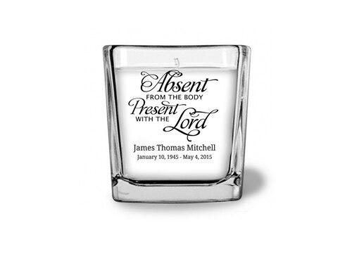 Absent From Body Memorial Glass Cube Candle Holder front