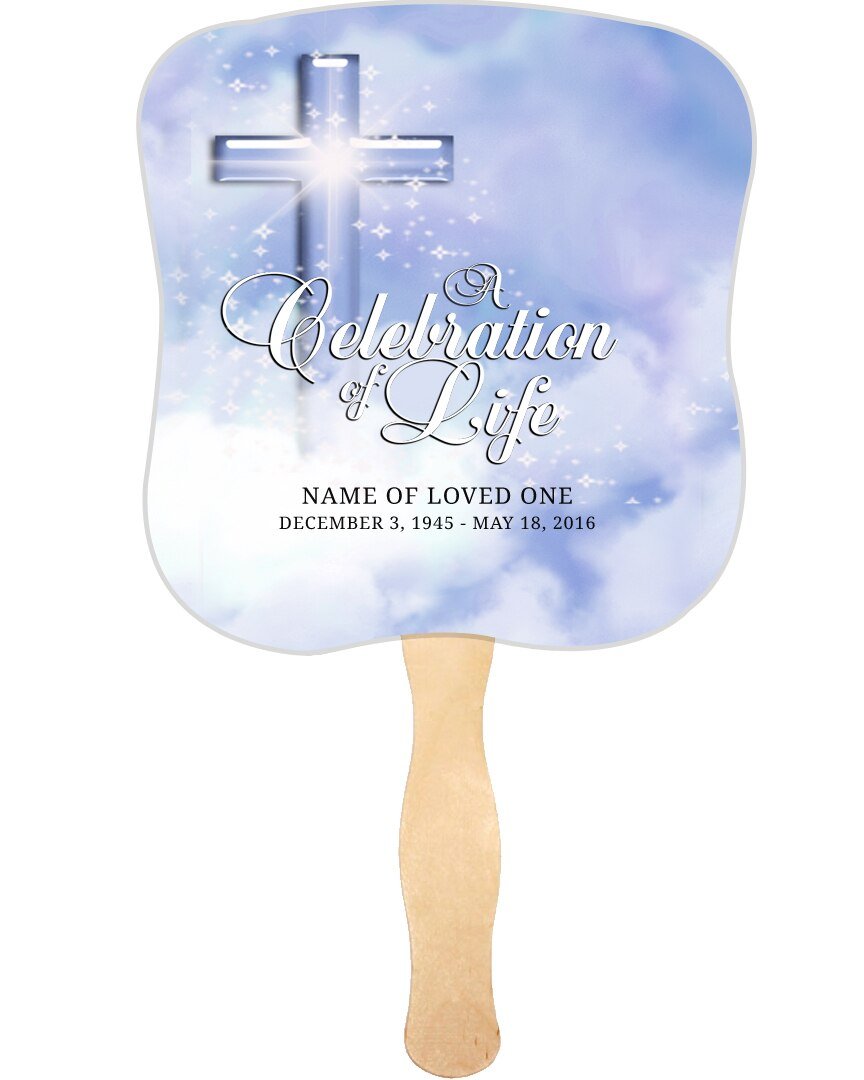 Adoration Cardstock Memorial Church Fans With Wooden Handle front no photo