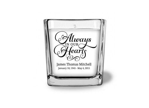 Always Personalized Memorial Glass Cube Candle Holder front