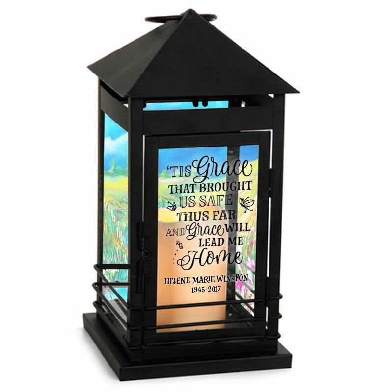 Amazing Grace Memorial Lantern With LED Candle - Celebrate Prints