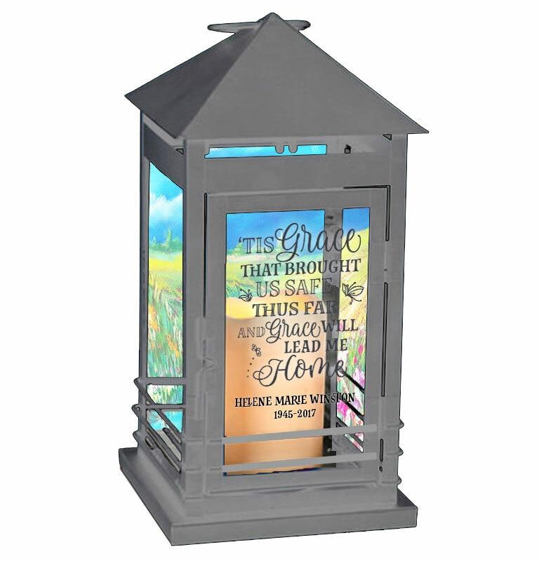 Amazing Grace Memorial Lantern With LED Candle - Celebrate Prints