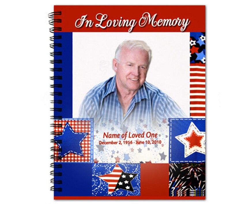 Americana Spiral Wire Bind Memorial Guest Book with photo