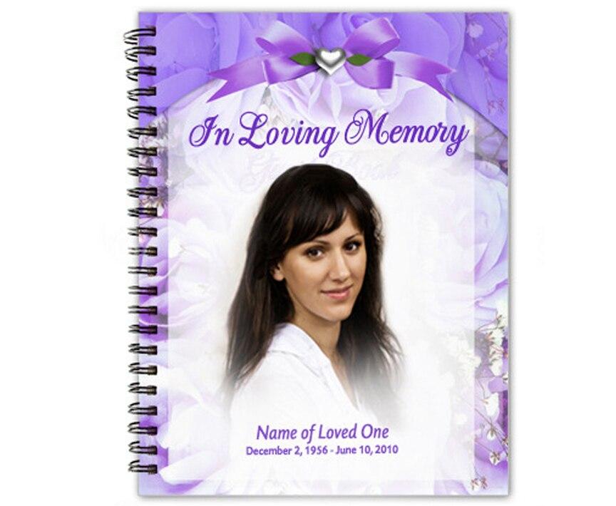 Amethyst Spiral Wire Bind Memorial Guest Book with photo
