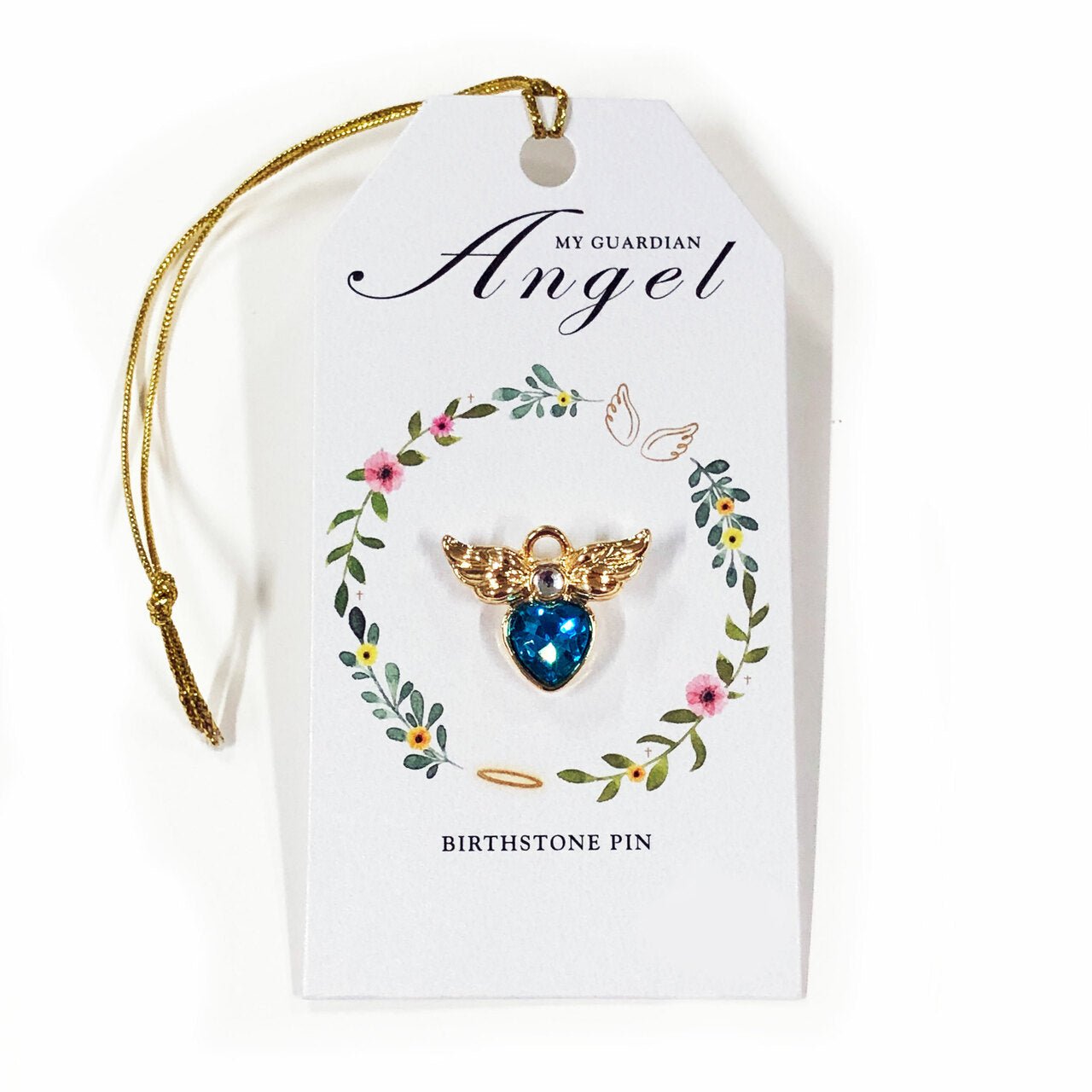 Angel Wings Birthstone Memorial Lapel Pin - Celebrate Prints