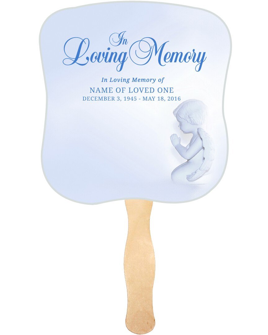 Angela Card Stock Memorial Fan With Wooden Handle - Celebrate Prints