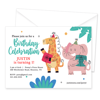 Animals Birthday Invitation Template - Celebrate Prints