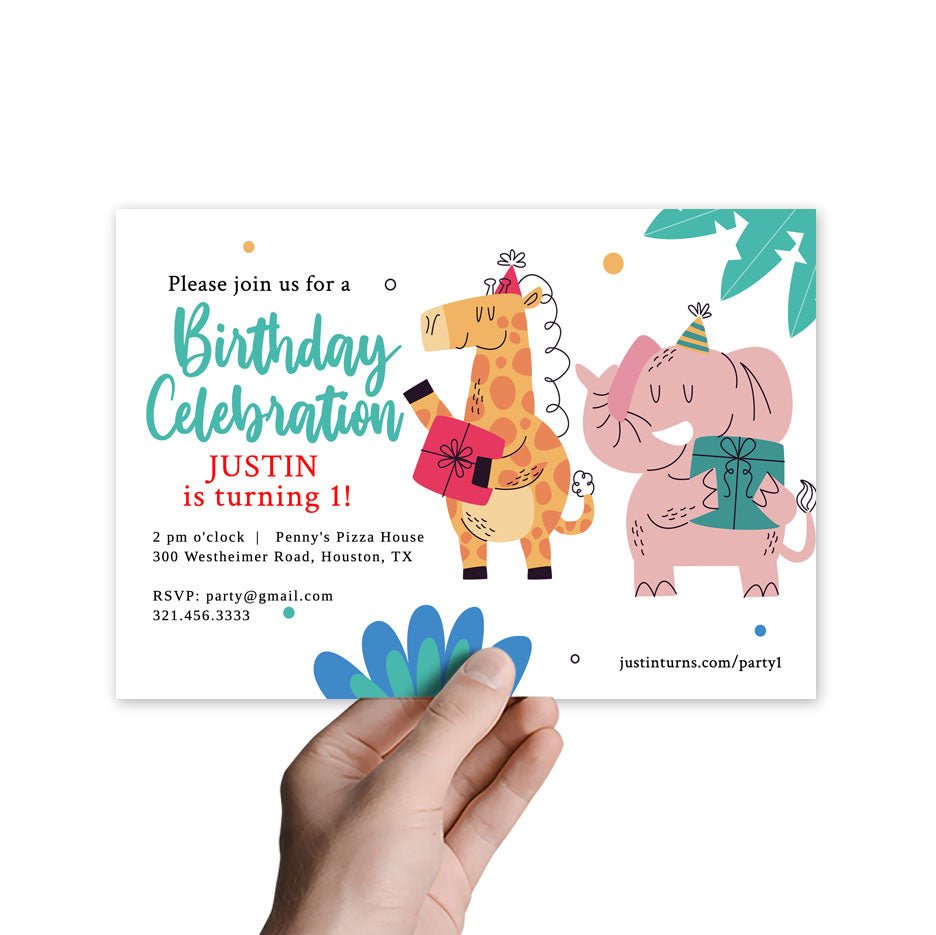 Animals Birthday Invitation Template - Celebrate Prints