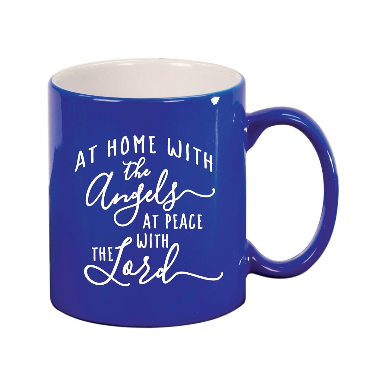 At Home With The Angels Ceramic In Loving Memory Mugs blue