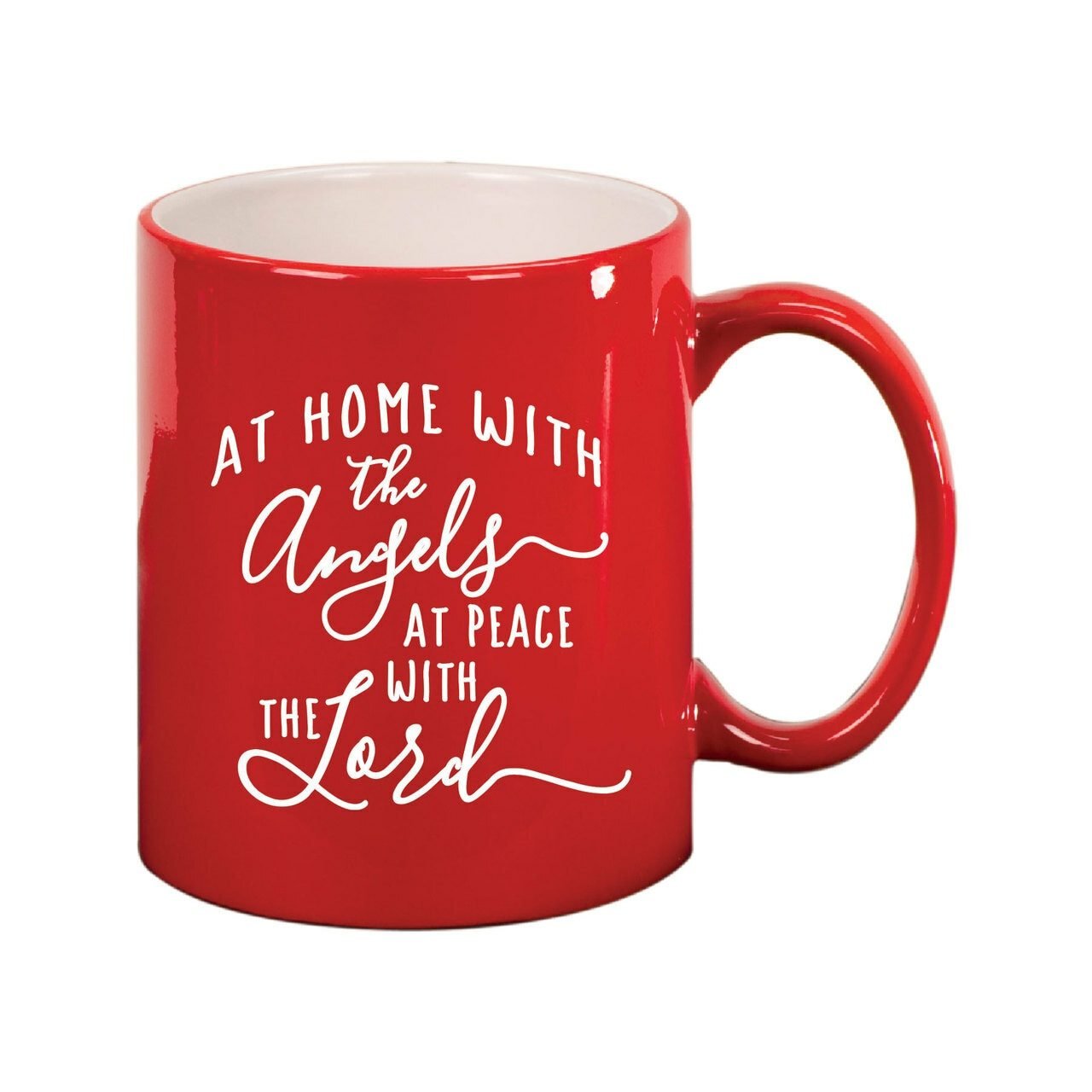 At Home With The Angels Ceramic In Loving Memory Mugs red