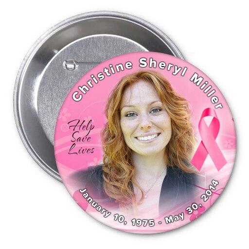 Breast Cancer Awareness Memorial Button Pins