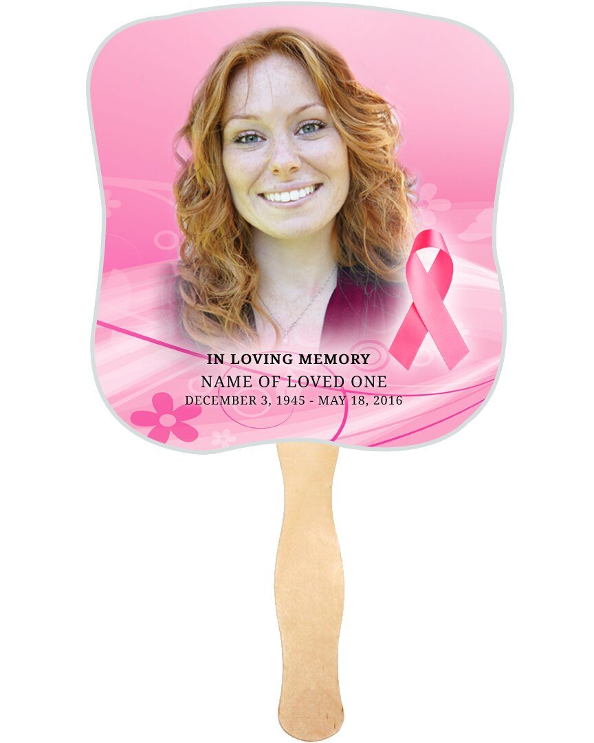 Awareness Cardstock Memorial Church Fans With Wooden Handle front photo