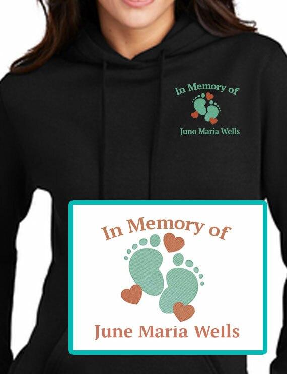 Baby Hearts Embroidery Fleece Hooded Memorial Sweatshirt (Ladies-Men) - Celebrate Prints