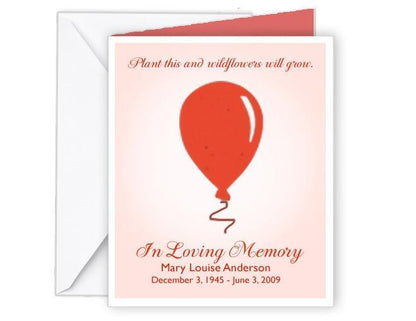 Balloon Plantable Memorial Card (Pack of 25) - Celebrate Prints