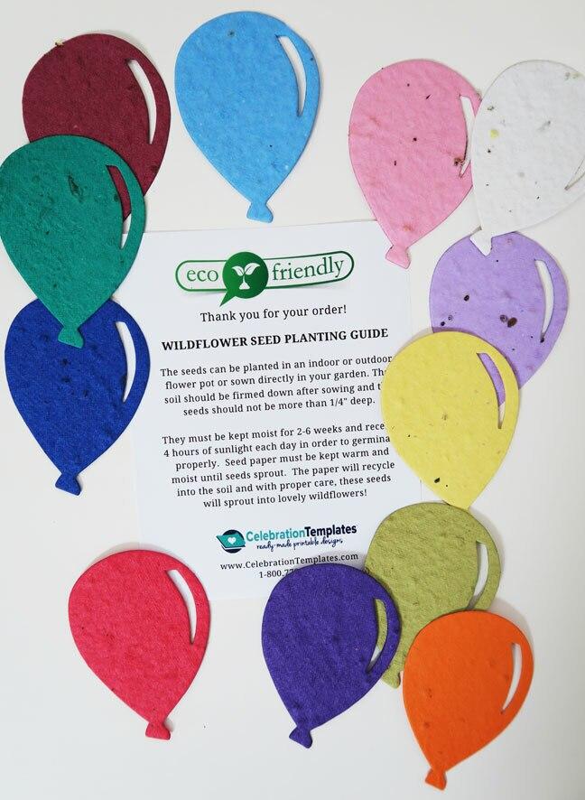 Balloon Plantable Seed Paper Shapes (Set of 12 Colors) - Celebrate