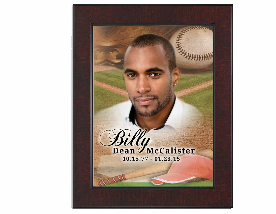 Baseball Memorial Portrait Poster framed